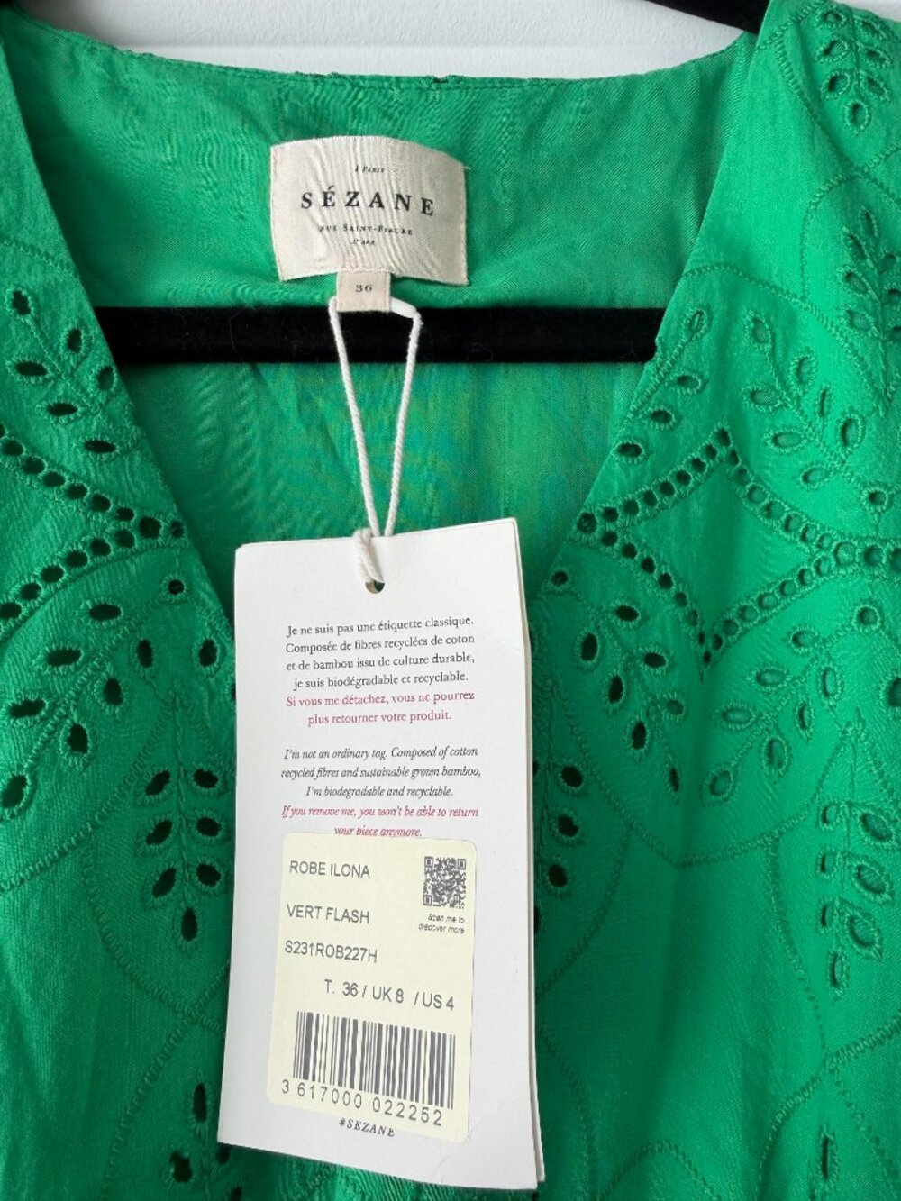 NEW Sézane Ilona Dress Bright Green Size US 4 / FR 36 NWT - Picture 7 of 7
